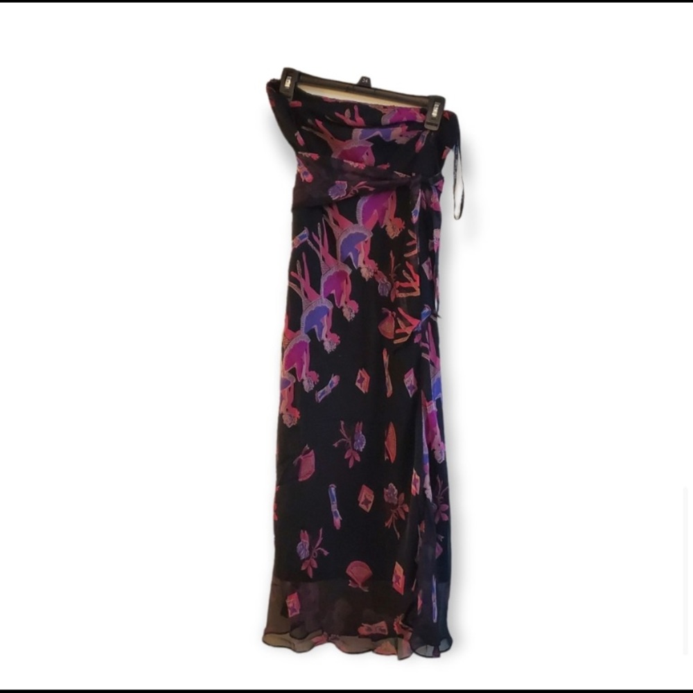 VINTAGE BETSEY JOHNSON SILK STRAPLESS BALLERINA MIDI DRESS 90s y2k FAIRYCORE - Picture 10 of 10